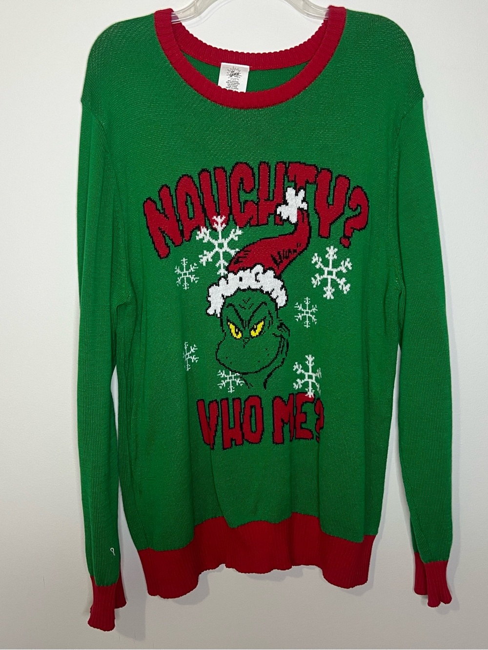 Dr. Seuss Green & Red Grinch 'Naughty? Who Me?' Crewneck Sweater